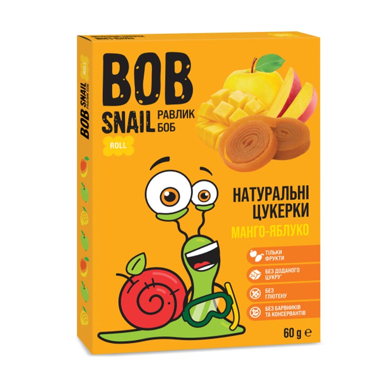 Натуральні цукерки Bob Snail Манго-яблуко, 60 г